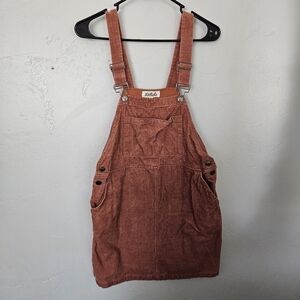 Listicle Women's Medium Rust Corduroy Overalls Dress Terracotta Pink Fall Boho